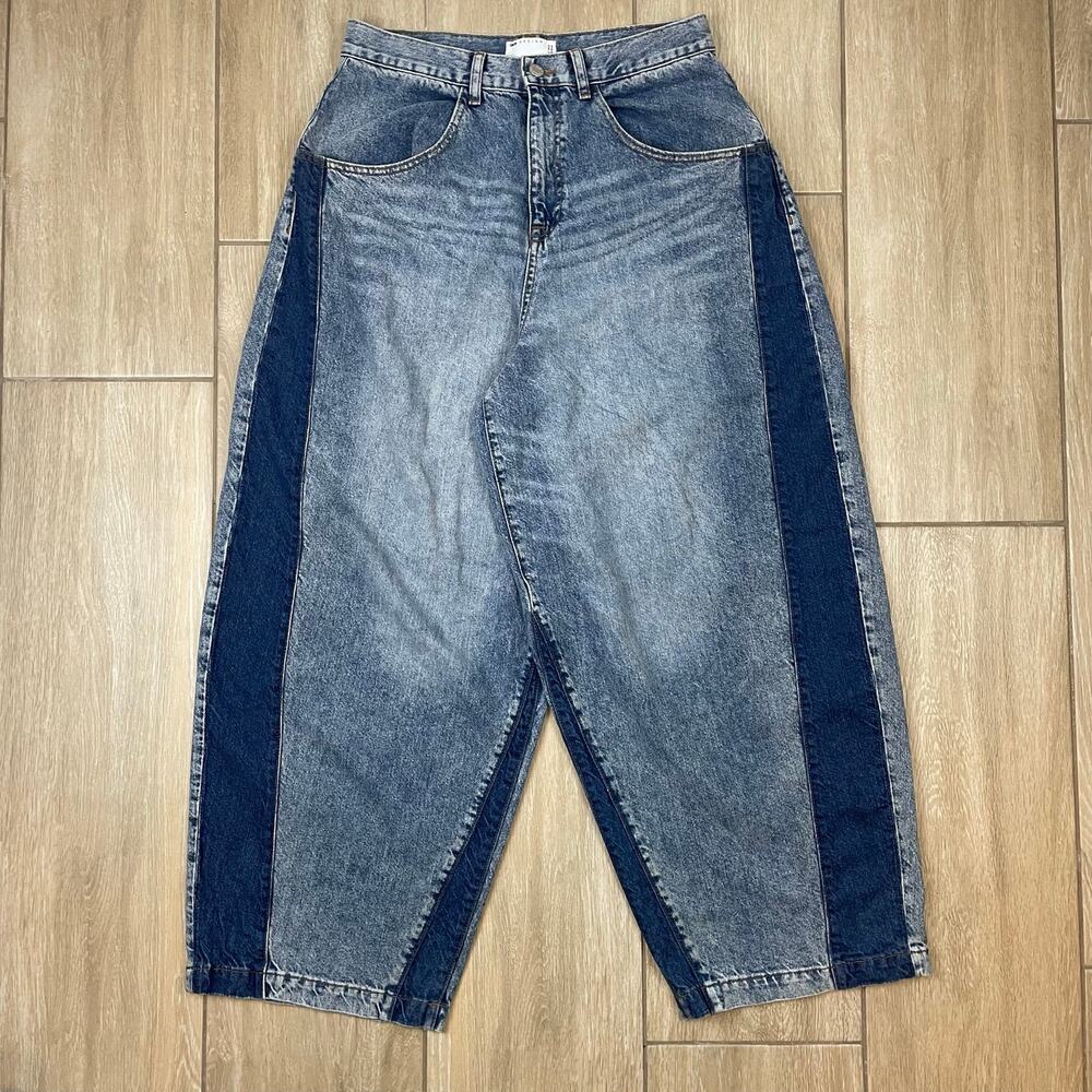 ASOS DESIGN Baggy Balloon Jeans 31x32 Rigid Blue Side Panel Wide Leg Streetwear